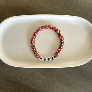 “Hope” Christmas Handmade Beaded Bracelet- Size 6 1/2 “